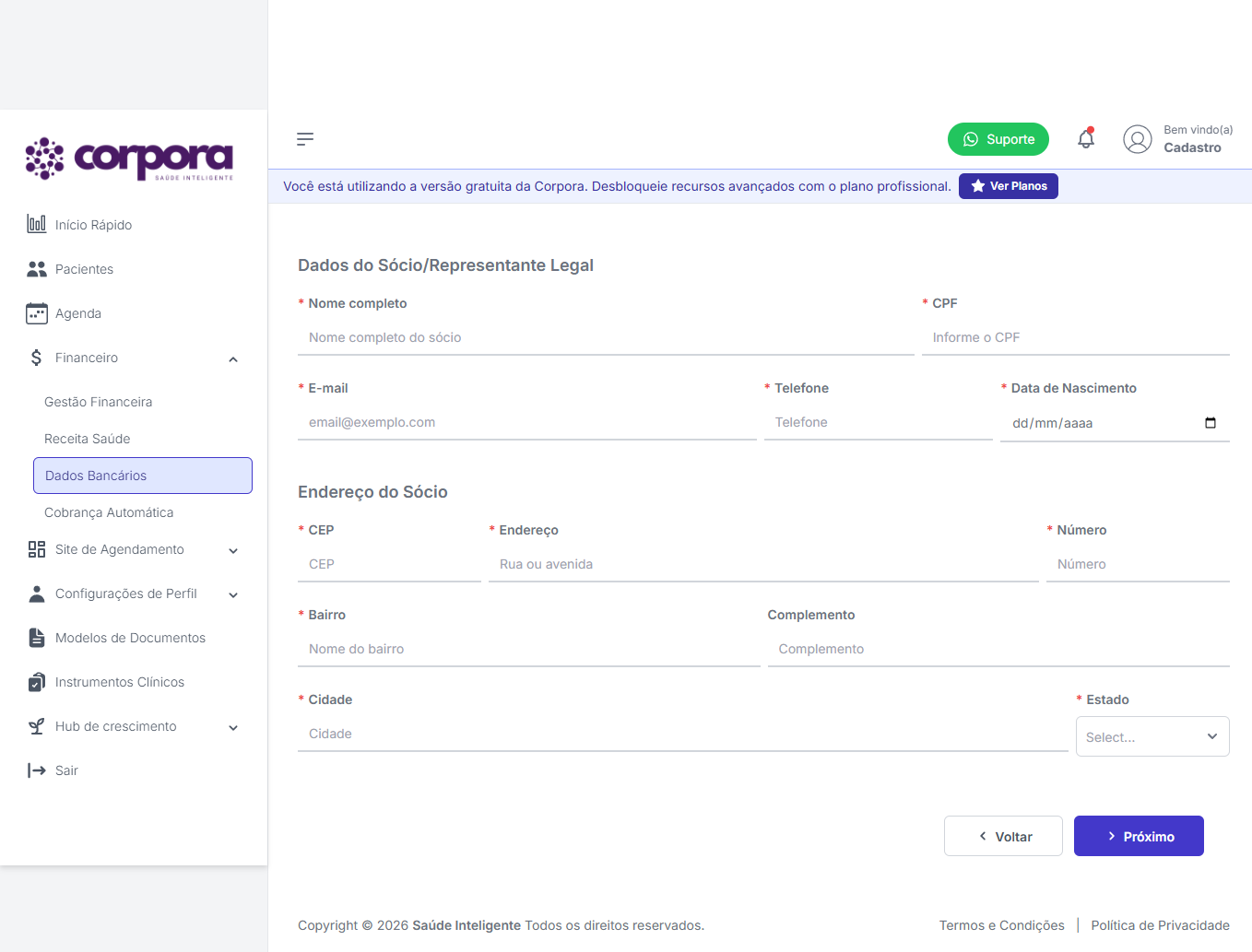 Etapa 2: Dados do Sócio / Representante Legal