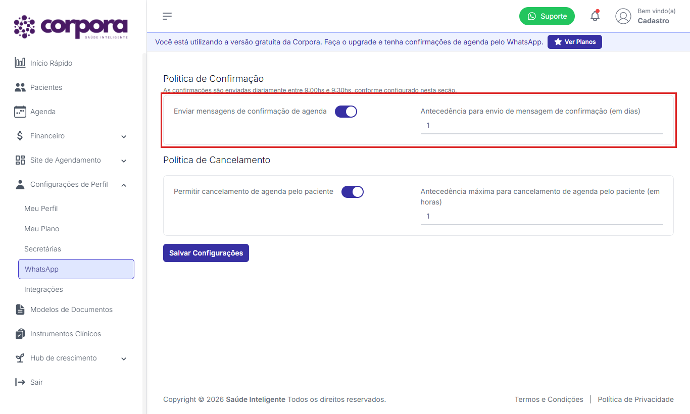 Política de Confirmação
