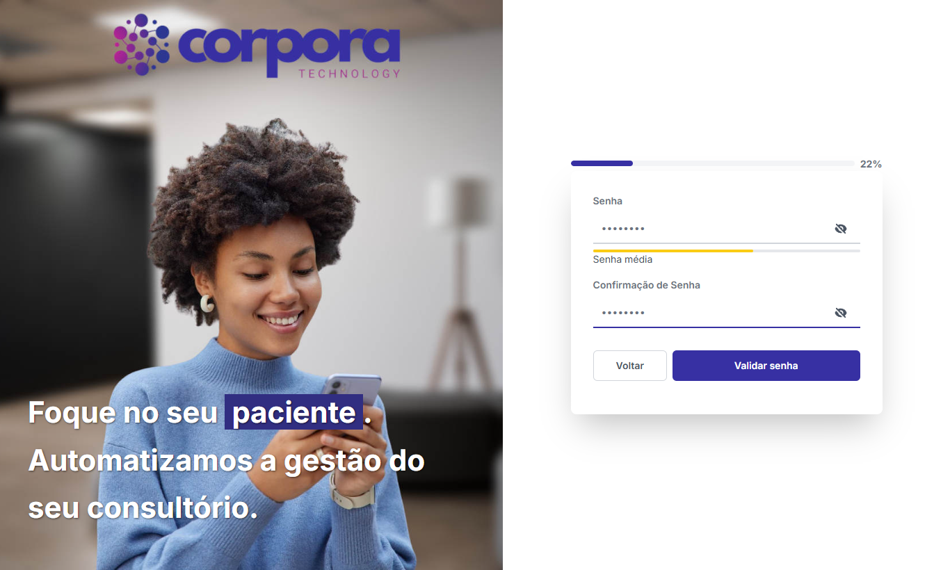 Senha preenchida com indicador de força