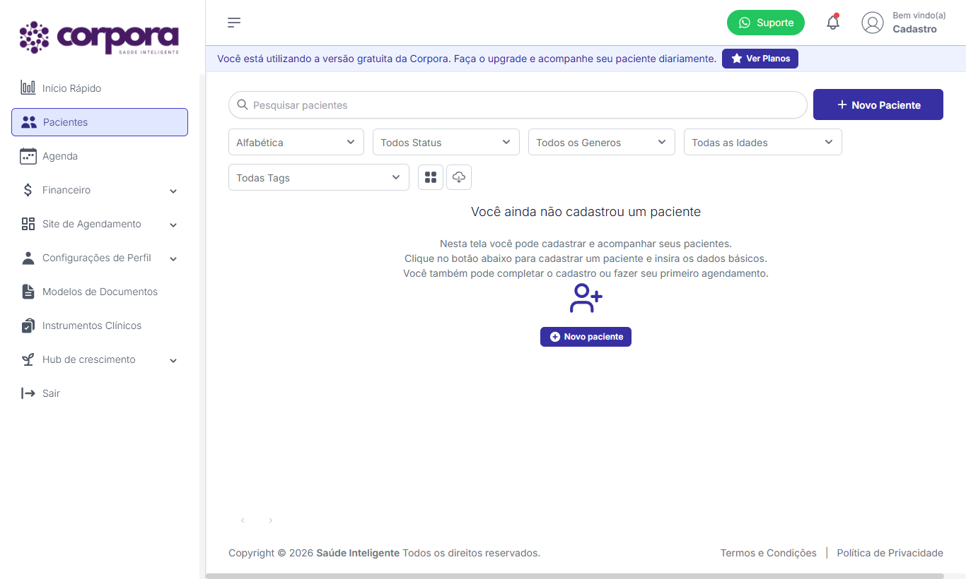 Lista de pacientes vazia