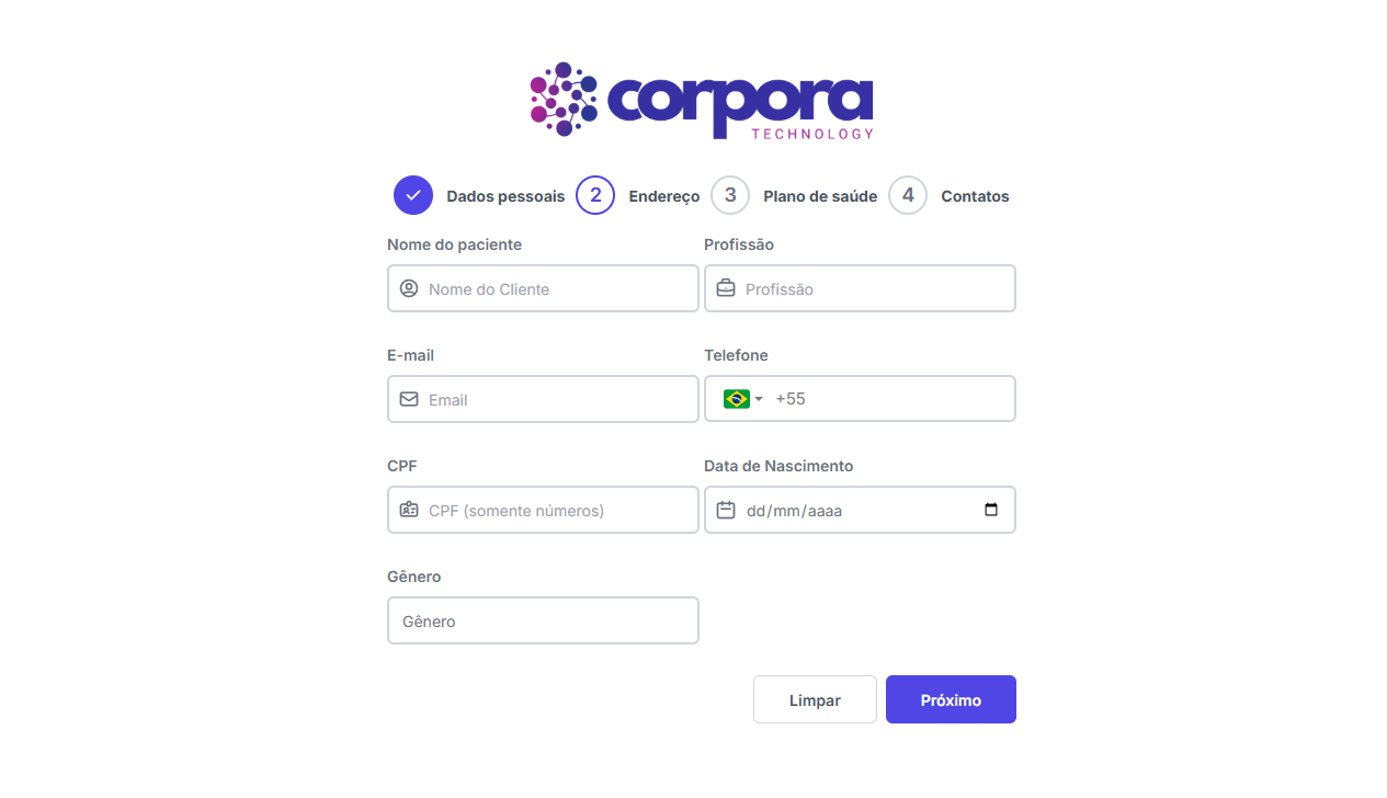 Formulário público — etapa Dados pessoais