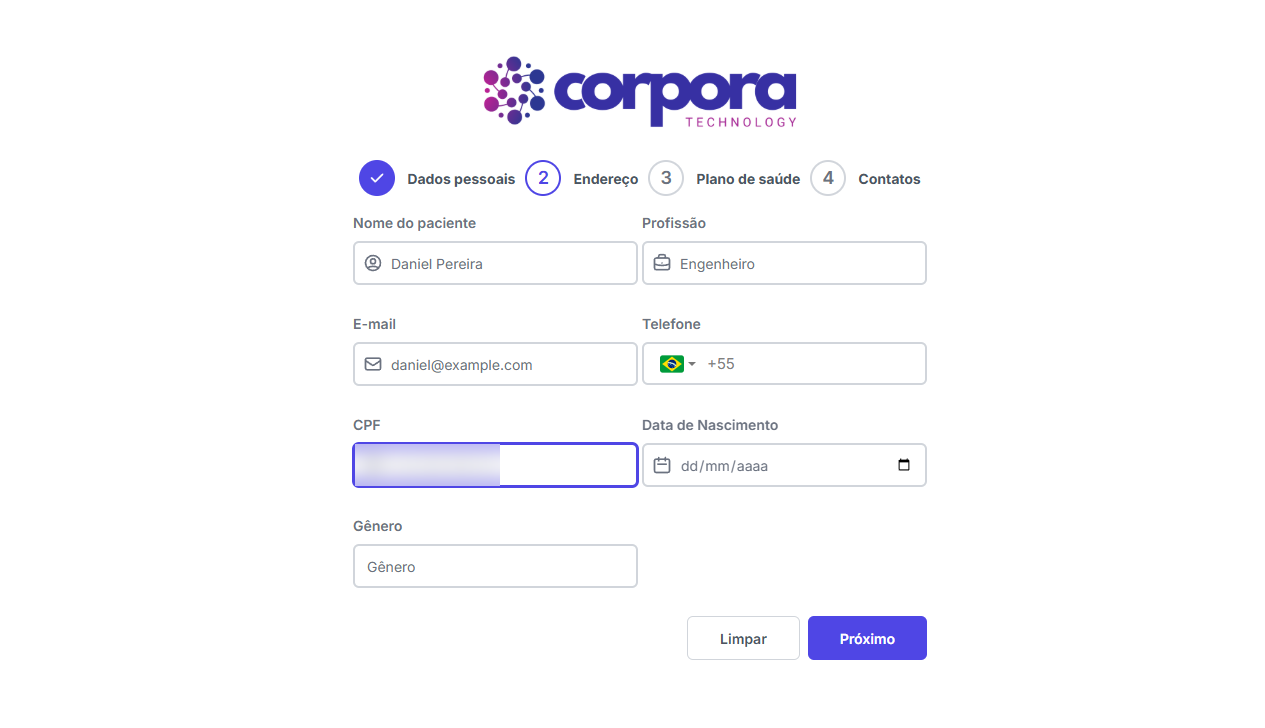 Formulário público preenchido