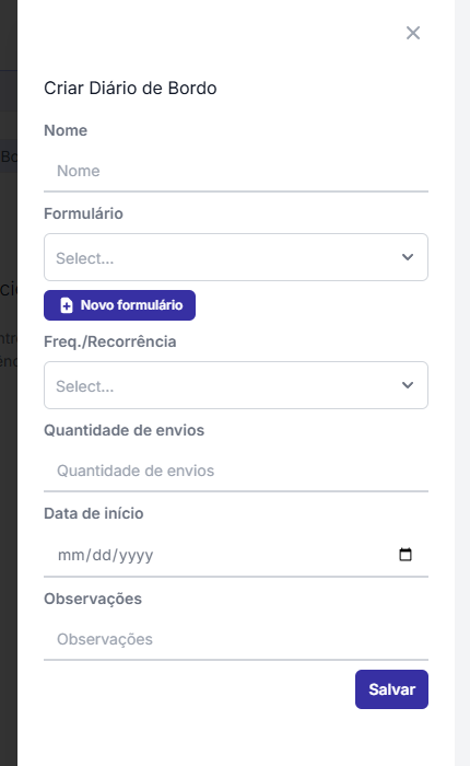 Modal Criar Diário de Bordo